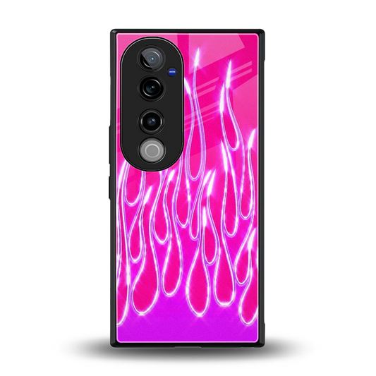Flames Hot Pink back phone cover | glass case for vivo v40 pro