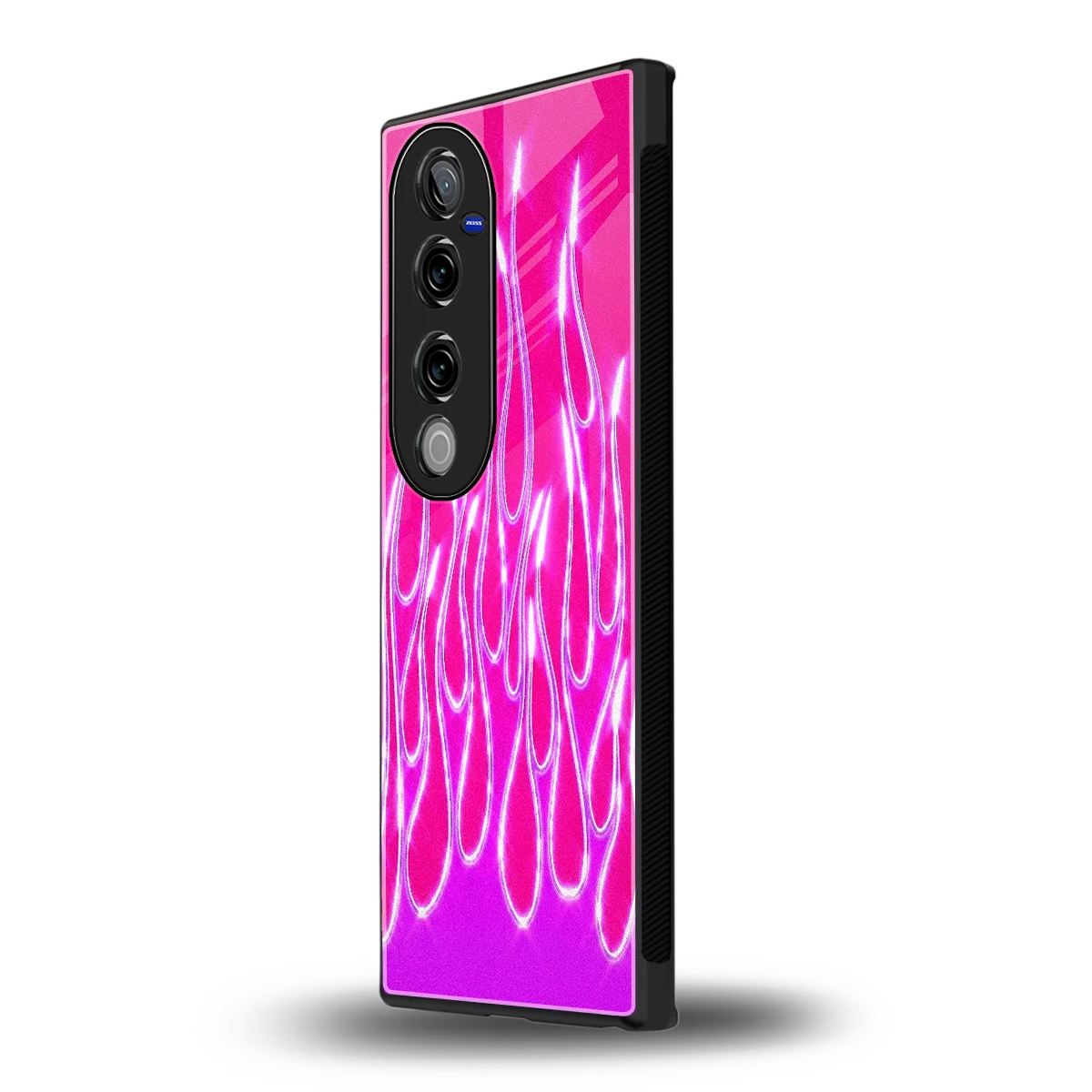 Flames Hot Pink vivo v40 pro mobile cover | shockproof glass phone case