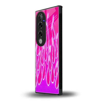 Flames Hot Pink vivo v40 pro mobile cover | shockproof glass phone case