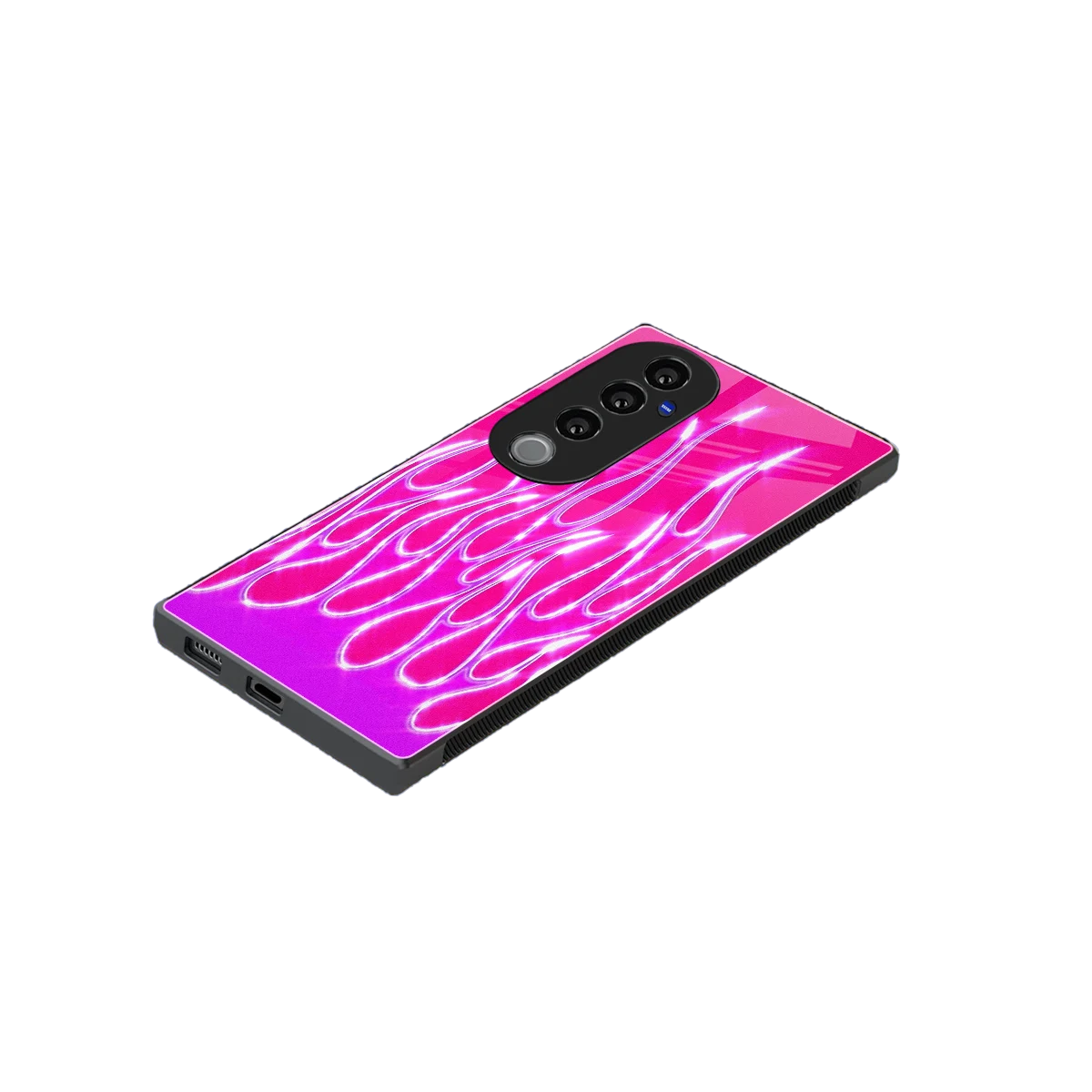 Flames Hot Pink stylish phone case for vivo v40 pro | glossy glass and slim fit