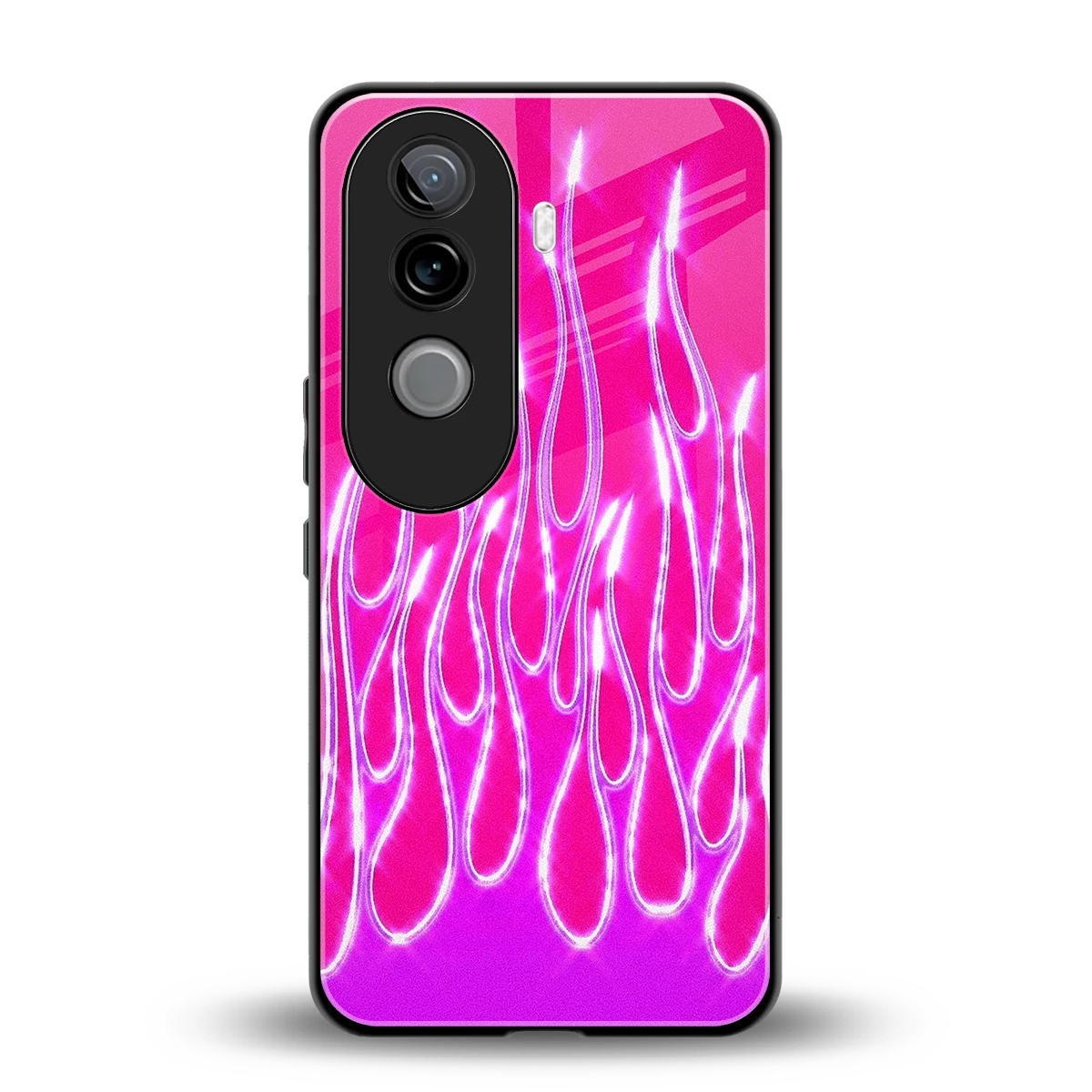 Flames Hot Pink back phone cover | glass case for vivo v40e