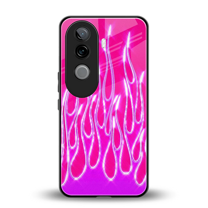 Flames Hot Pink back phone cover | glass case for vivo v40e