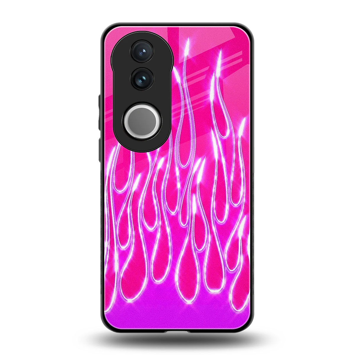 Flames Hot Pink back phone cover | glass case for vivo v50