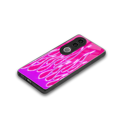Flames Hot Pink stylish phone case for vivo v50 | glossy glass and slim fit