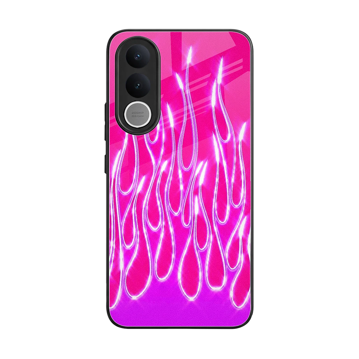 Flames Hot Pink back phone cover | glass case for vivo v70 fe