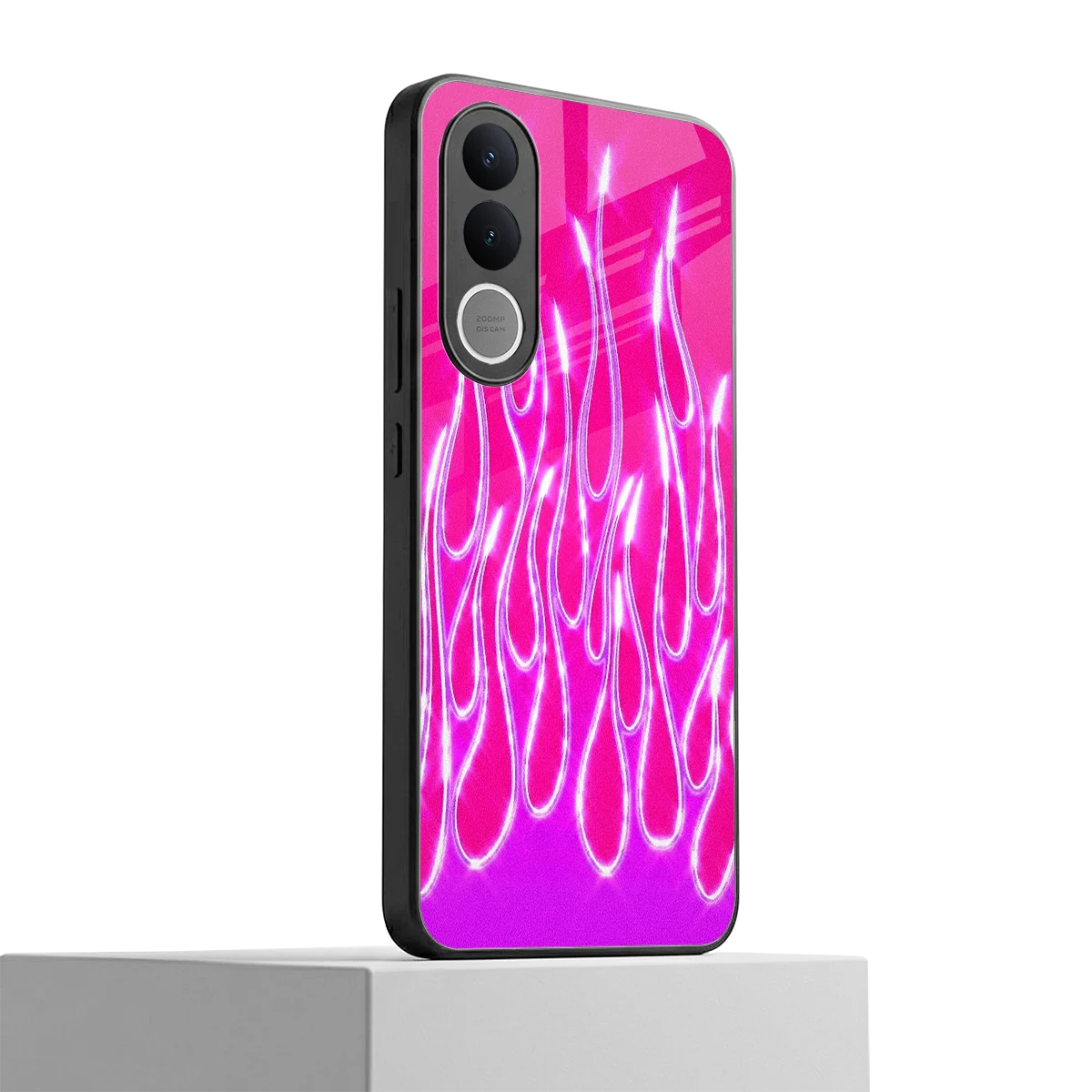 Flames Hot Pink vivo v70 fe mobile cover | shockproof glass phone case