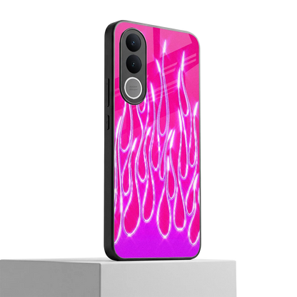 Flames Hot Pink vivo v70 fe mobile cover | shockproof glass phone case