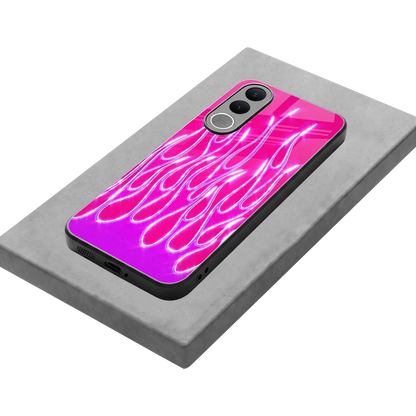 Flames Hot Pink stylish phone case for vivo v70 fe | glossy glass and slim fit