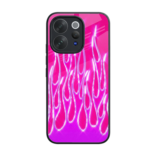 Flames Hot Pink back phone cover | glass case for vivo v70