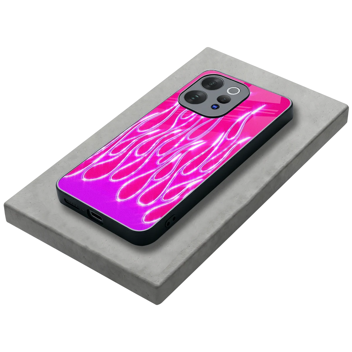 Flames Hot Pink stylish phone case for vivo v70 elite | glossy glass and slim fit