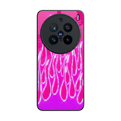 Flames Hot Pink back phone cover | glass case for vivo x200 pro