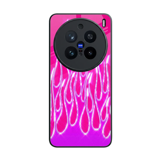 Flames Hot Pink back phone cover | glass case for vivo x200 pro