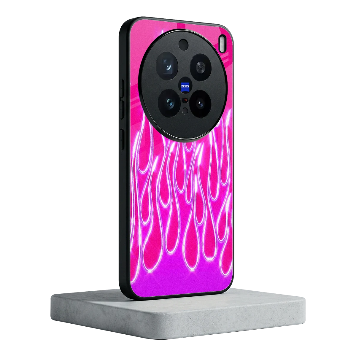 Flames Hot Pink vivo x200 pro mobile cover | shockproof glass phone case