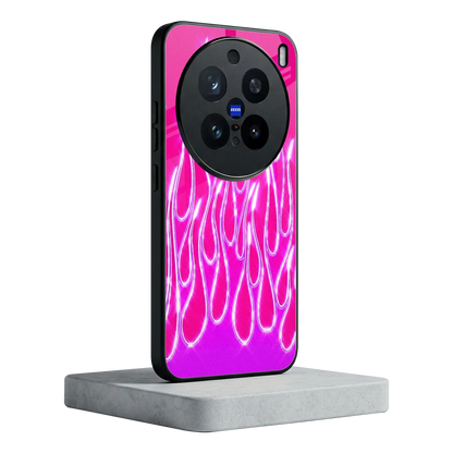 Flames Hot Pink vivo x200 pro mobile cover | shockproof glass phone case