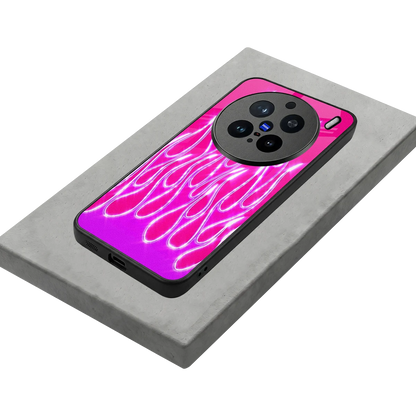 Flames Hot Pink stylish phone case for vivo x200 pro | glossy glass and slim fit