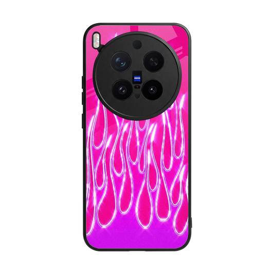Flames Hot Pink back phone cover | glass case for vivo x300 pro