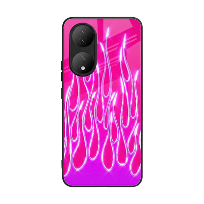 Flames Hot Pink back phone cover | glass case for Vivo-y100