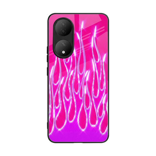 Flames Hot Pink back phone cover | glass case for Vivo-y100