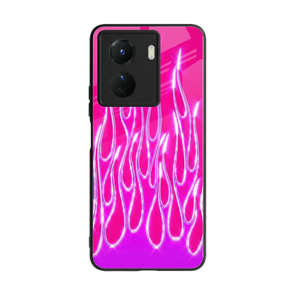 Flames Hot Pink back phone cover | glass case for vivo y16