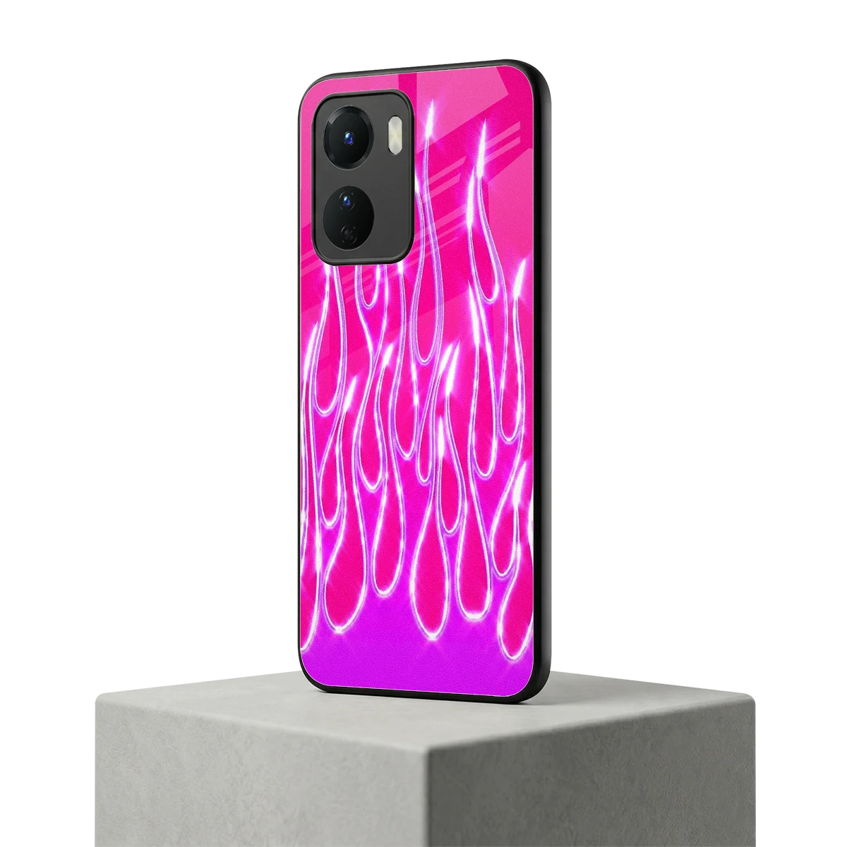Flames Hot Pink vivo y16 mobile cover | shockproof glass phone case