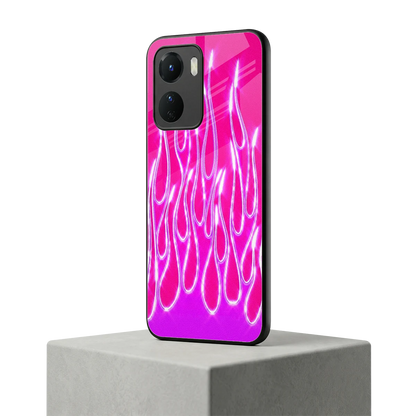 Flames Hot Pink vivo y16 mobile cover | shockproof glass phone case