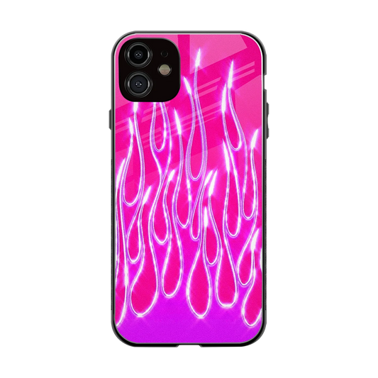 Flames Hot Pink back phone cover | glass case for iphone 12