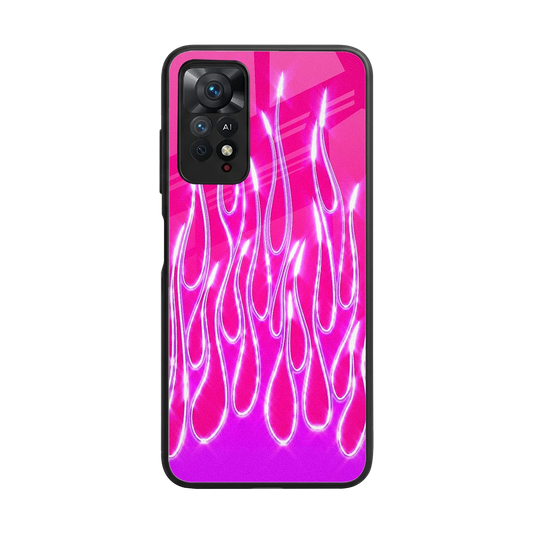 Flames Hot Pink back phone cover | glass case for redmi note 11 pro