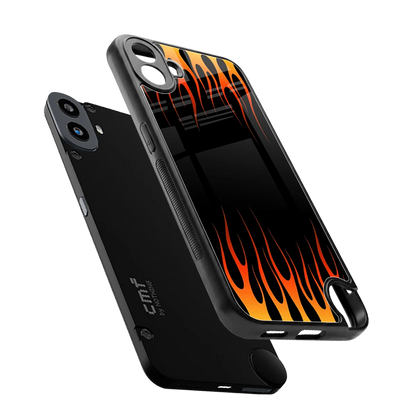 Flames Hot Red sleek cmf nothing phone 1 cover with tempered glass back and TPU edges