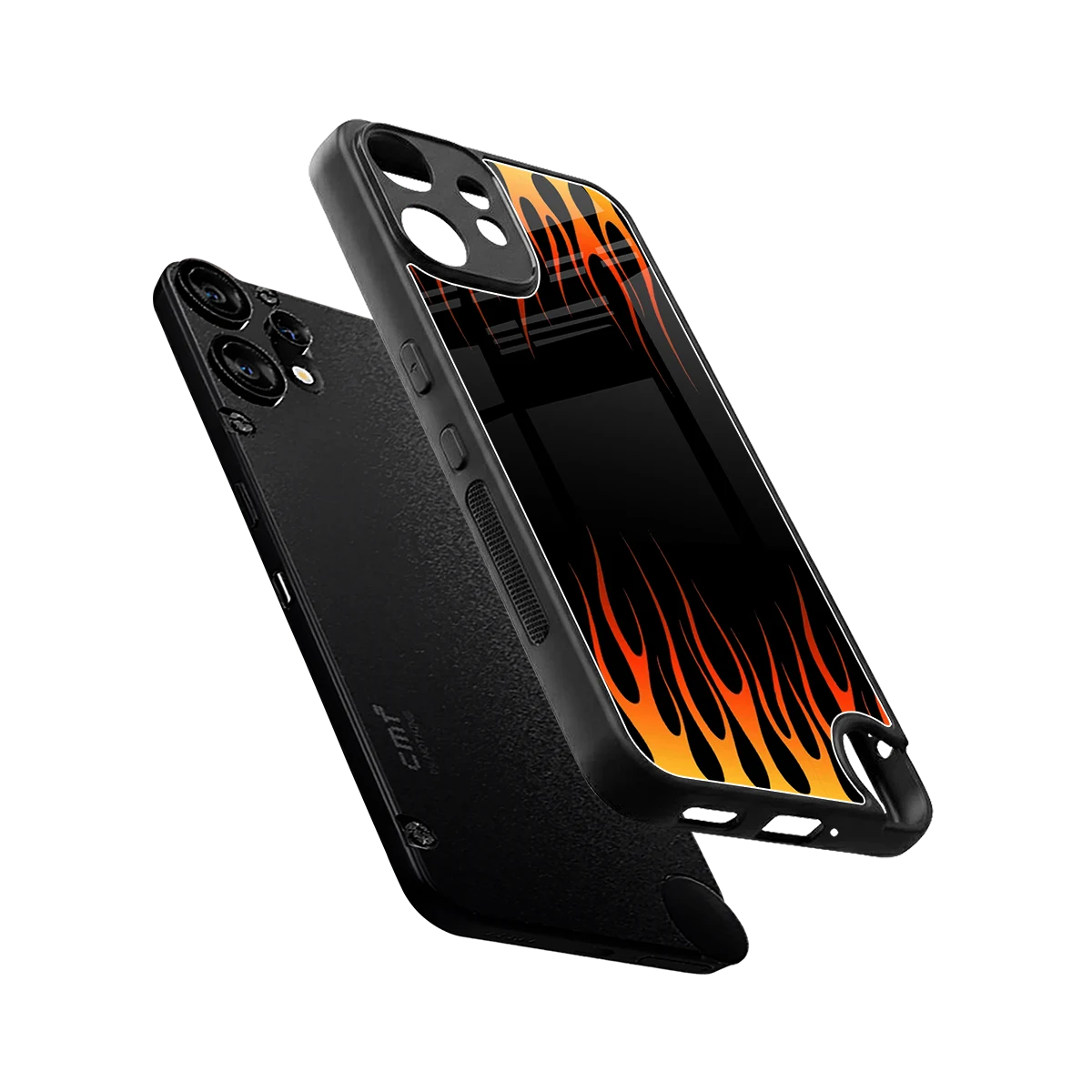 Flames Hot Red sleek cmf nothing phone 2 pro cover with tempered glass back and TPU edges