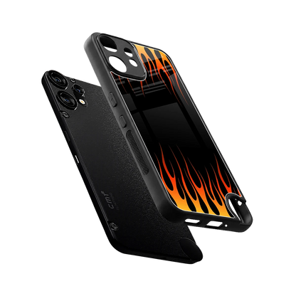 Flames Hot Red sleek cmf nothing phone 2 pro cover with tempered glass back and TPU edges