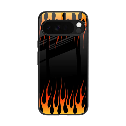 Flames Hot Red back phone cover | glass case for google pixel 10 pro xl