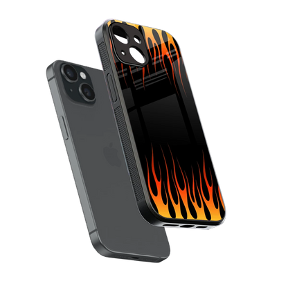 Flames Hot Red sleek iphone 13 mini cover with tempered glass back and TPU edges