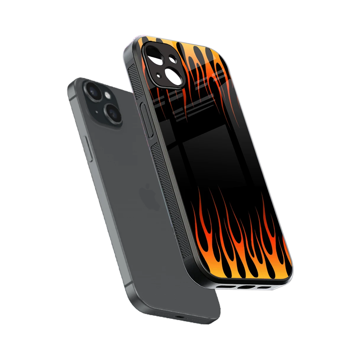Flames Hot Red sleek iphone 14 plus cover with tempered glass back and TPU edges
