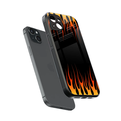 Flames Hot Red sleek iphone 14 plus cover with tempered glass back and TPU edges