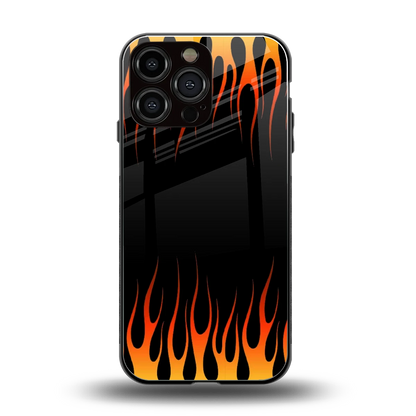 Flames Hot Red back phone cover | glass case for iphone 15 pro max