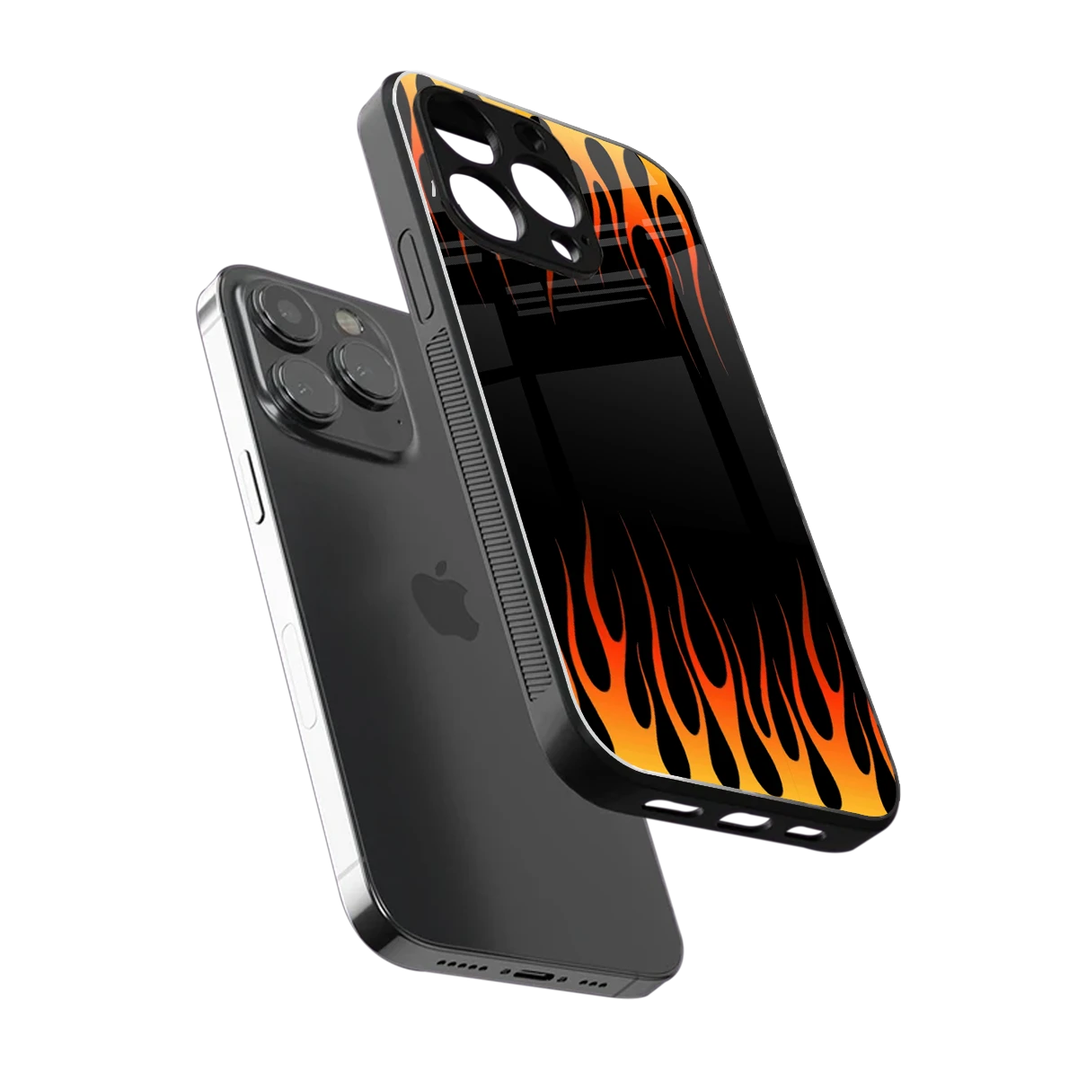 Flames Hot Red sleek iphone 15 pro max cover with tempered glass back and TPU edges
