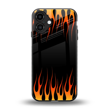 Flames Hot Red back phone cover | glass case for iphone 16 plus
