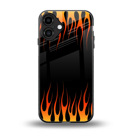 Flames Hot Red back phone cover | glass case for iphone 16 plus