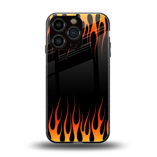 Flames Hot Red back phone cover | glass case for iphone 16 pro