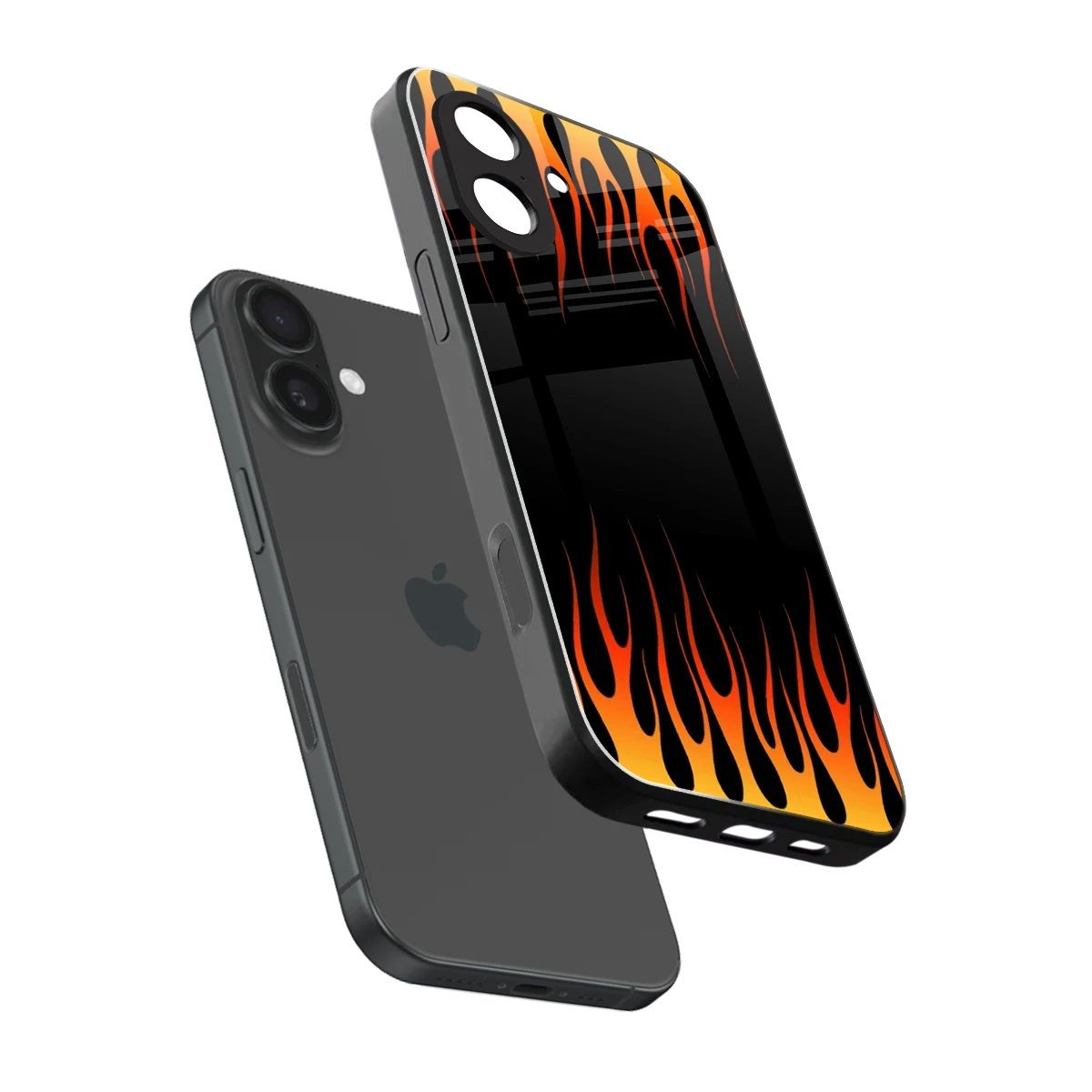 Flames Hot Red sleek iphone 17 cover with tempered glass back and TPU edges