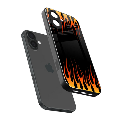 Flames Hot Red sleek iphone 17 cover with tempered glass back and TPU edges