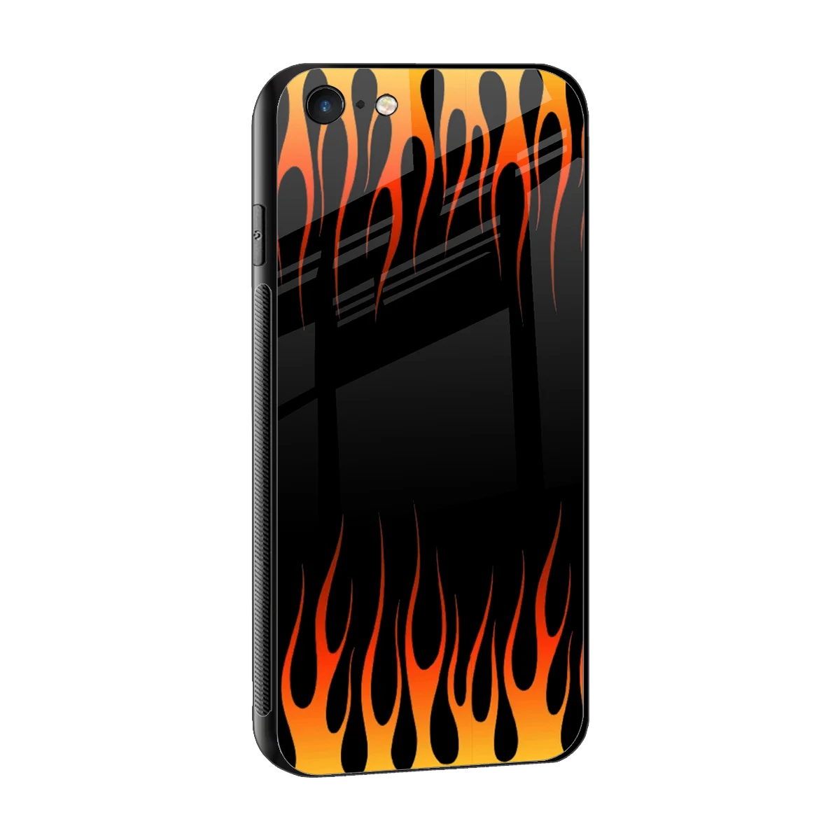 Flames Hot Red sleek iphone 6 cover with tempered glass back and TPU edges