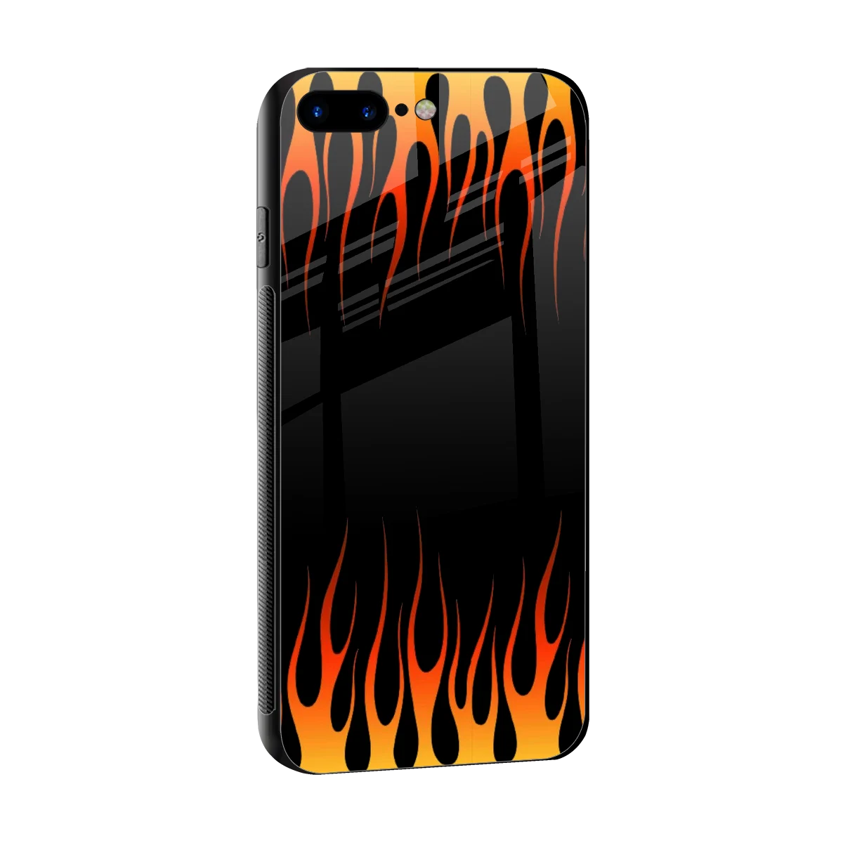 Flames Hot Red sleek iphone 8 plus cover with tempered glass back and TPU edges
