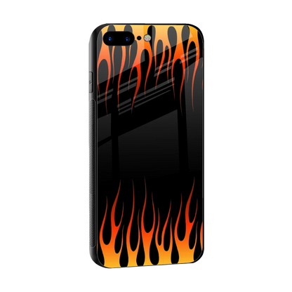 Flames Hot Red sleek iphone 8 plus cover with tempered glass back and TPU edges