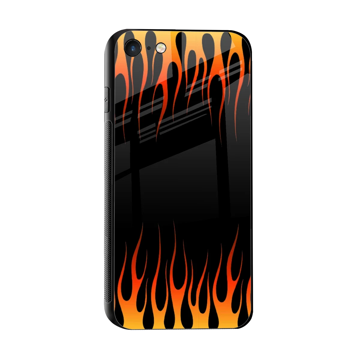 Flames Hot Red sleek iphone 7 cover with tempered glass back and TPU edges