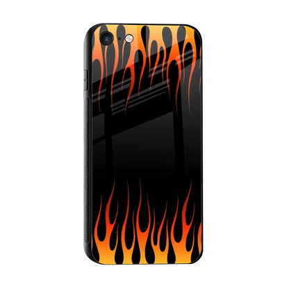 Flames Hot Red sleek iphone 7 cover with tempered glass back and TPU edges