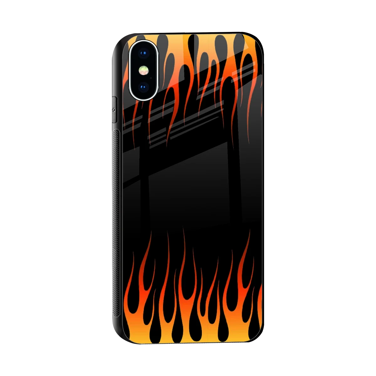 Flames Hot Red sleek iphone x cover with tempered glass back and TPU edges