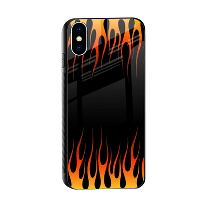 Flames Hot Red sleek iphone x cover with tempered glass back and TPU edges