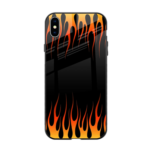 Flames Hot Red back phone cover | glass case for iphone xs max