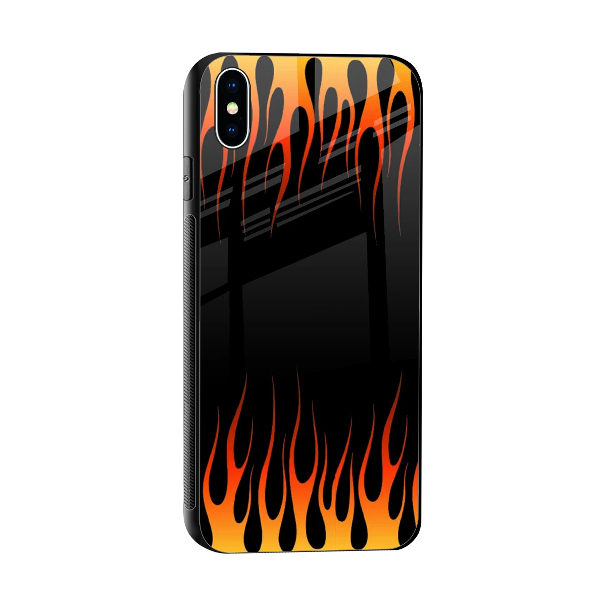 Flames Hot Red sleek iphone xs max cover with tempered glass back and TPU edges